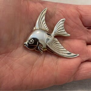 Forstner Sterling Silver Vintage Swimming Fish Brooch Pin